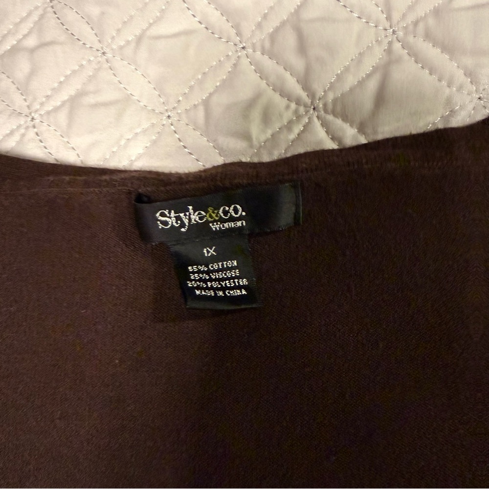 Style & Co. Dark Brown Short Sleeve Sweater 1X - Picture 8 of 9
